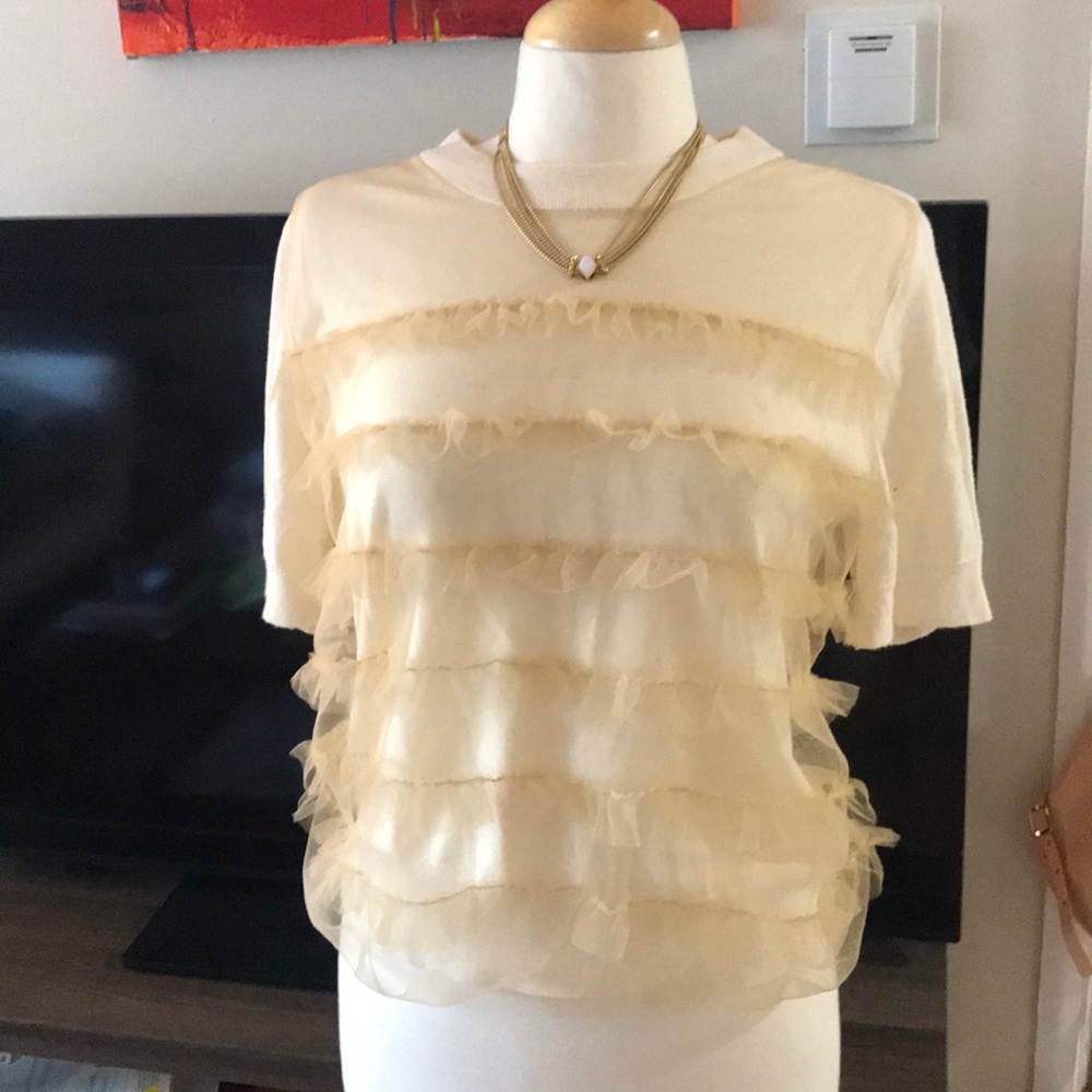 J. Crew Ruffled Tulle Merino T-Shirt